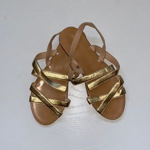 J.Crew Cross Strap Gold Sandals
